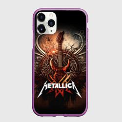 Чехол iPhone 11 Pro матовый Metallica гитара и логотип, цвет: 3D-фиолетовый