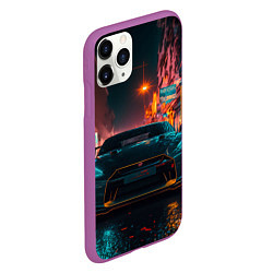 Чехол iPhone 11 Pro матовый GTR в ночном городе, цвет: 3D-фиолетовый — фото 2