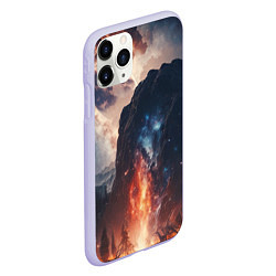 Чехол iPhone 11 Pro матовый Галактика как ночное небо над пейзажем, цвет: 3D-светло-сиреневый — фото 2