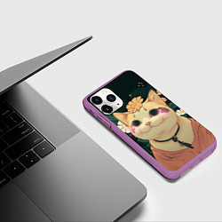 Чехол iPhone 11 Pro матовый Смущённый мемный котик, цвет: 3D-фиолетовый — фото 2