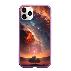 Чехол iPhone 11 Pro матовый Космос и звезды в закатном небе, цвет: 3D-фиолетовый