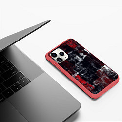 Чехол iPhone 11 Pro матовый Абстракт красный на чёрном, цвет: 3D-красный — фото 2