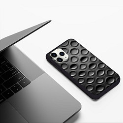 Чехол iPhone 11 Pro матовый Абстрактные серые кратеры арт нейросети, цвет: 3D-черный — фото 2