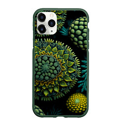 Чехол iPhone 11 Pro матовый Абстрактный растительный арт нейросети, цвет: 3D-темно-зеленый