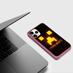 Чехол iPhone 11 Pro матовый Minecraft lava, цвет: 3D-малиновый — фото 2