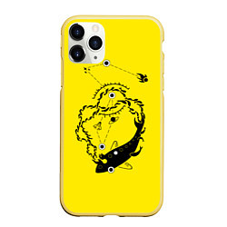 Чехол iPhone 11 Pro матовый ДНК вселенной в большой рыбе, цвет: 3D-желтый