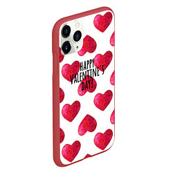 Чехол iPhone 11 Pro матовый Сердца из краски - паттерн на день святого валенти, цвет: 3D-красный — фото 2