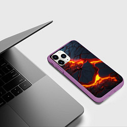 Чехол iPhone 11 Pro матовый Красивая неоновая лава, цвет: 3D-фиолетовый — фото 2