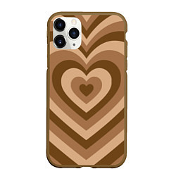 Чехол iPhone 11 Pro матовый Hearts brown, цвет: 3D-коричневый