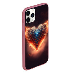 Чехол iPhone 11 Pro матовый Каменное сердце в неоновом красном электрическом с, цвет: 3D-малиновый — фото 2