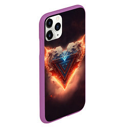 Чехол iPhone 11 Pro матовый Каменное сердце в неоновом красном электрическом с, цвет: 3D-фиолетовый — фото 2
