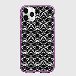 Чехол iPhone 11 Pro матовый Черно-белый модерн узор, цвет: 3D-фиолетовый
