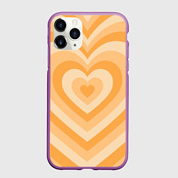 Чехол iPhone 11 Pro матовый Hearts orange, цвет: 3D-фиолетовый