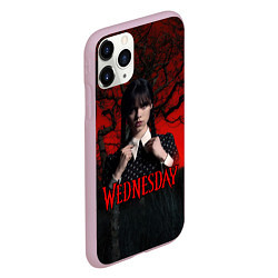 Чехол iPhone 11 Pro матовый Wednesday в лесу, цвет: 3D-розовый — фото 2