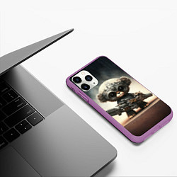 Чехол iPhone 11 Pro матовый Cute animal with a gun, цвет: 3D-фиолетовый — фото 2