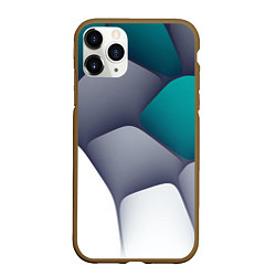 Чехол iPhone 11 Pro матовый Серо-бело-синий каменный паттерн, цвет: 3D-коричневый
