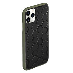 Чехол iPhone 11 Pro матовый Abstraction hexagon grey, цвет: 3D-темно-зеленый — фото 2