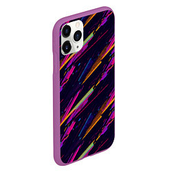 Чехол iPhone 11 Pro матовый Глитч полосы, цвет: 3D-фиолетовый — фото 2