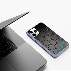 Чехол iPhone 11 Pro матовый Броня текстура неоновая, цвет: 3D-светло-сиреневый — фото 2