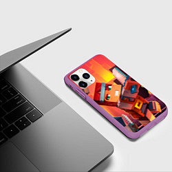 Чехол iPhone 11 Pro матовый Minecraft воин с мечом, цвет: 3D-фиолетовый — фото 2