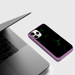 Чехол iPhone 11 Pro матовый Соты бронированный стиль, цвет: 3D-фиолетовый — фото 2