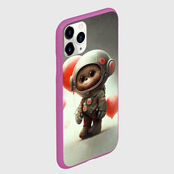 Чехол iPhone 11 Pro матовый Комонавт с красными шариками, цвет: 3D-фиолетовый — фото 2