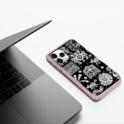 Чехол iPhone 11 Pro матовый Знаки племени Майя, цвет: 3D-розовый — фото 2