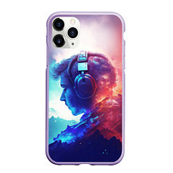 Чехол iPhone 11 Pro матовый Парень в наушниках, цвет: 3D-светло-сиреневый