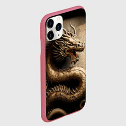 Чехол iPhone 11 Pro матовый Китайский дракон с открытой пастью, цвет: 3D-малиновый — фото 2