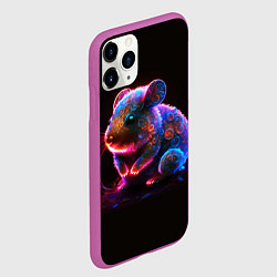 Чехол iPhone 11 Pro матовый Неоновый хомячок, цвет: 3D-фиолетовый — фото 2