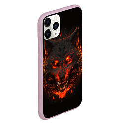 Чехол iPhone 11 Pro матовый Морда огненного волка, цвет: 3D-розовый — фото 2