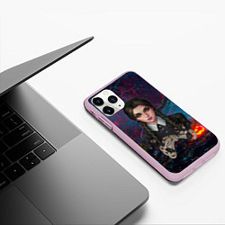 Чехол iPhone 11 Pro матовый Уэндэй волшбеный фон, цвет: 3D-розовый — фото 2