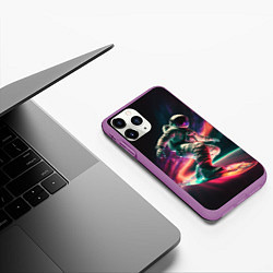 Чехол iPhone 11 Pro матовый Cosmonaut space surfing, цвет: 3D-фиолетовый — фото 2
