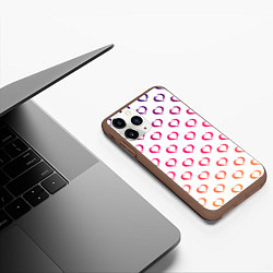 Чехол iPhone 11 Pro матовый Разноцветные сердечки для дня святого валентина, цвет: 3D-коричневый — фото 2