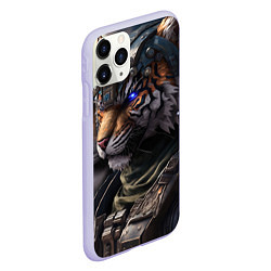 Чехол iPhone 11 Pro матовый Battle Tiger, цвет: 3D-светло-сиреневый — фото 2