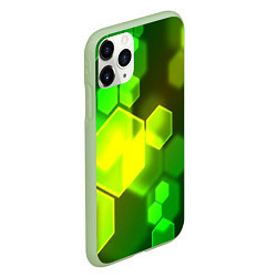 Чехол iPhone 11 Pro матовый Зелёные соты абстракция, цвет: 3D-салатовый — фото 2