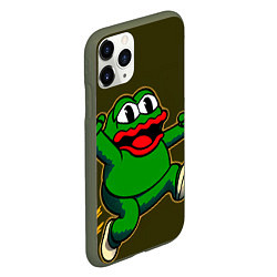 Чехол iPhone 11 Pro матовый Лягушонок Пепе начал бегать, цвет: 3D-темно-зеленый — фото 2