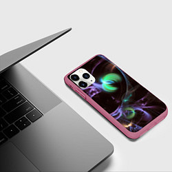 Чехол iPhone 11 Pro матовый Магические фиолетовые волны и цветные космические, цвет: 3D-малиновый — фото 2