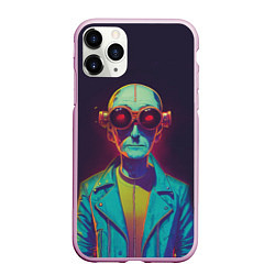 Чехол iPhone 11 Pro матовый Голова лысого ученого киберпанка