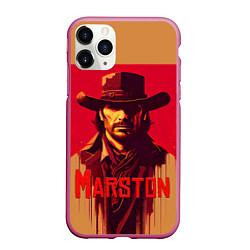 Чехол iPhone 11 Pro матовый John Marston poster, цвет: 3D-малиновый