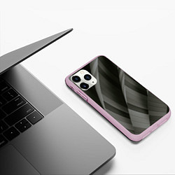 Чехол iPhone 11 Pro матовый Абстрактные серые острые металлические листы, цвет: 3D-розовый — фото 2