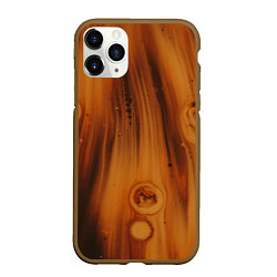 Чехол iPhone 11 Pro матовый Абстрактная огненно-деревянная броня, цвет: 3D-коричневый
