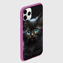 Чехол iPhone 11 Pro матовый Голубоглазый котенок, цвет: 3D-фиолетовый — фото 2