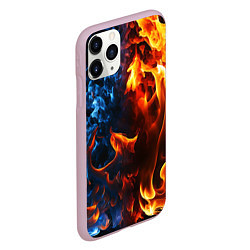 Чехол iPhone 11 Pro матовый Битва огней - два пламени, цвет: 3D-розовый — фото 2