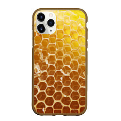 Чехол iPhone 11 Pro матовый Текстура - соты улья, цвет: 3D-коричневый