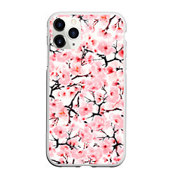 Чехол iPhone 11 Pro матовый Цветущая сакура: арт нейросети, цвет: 3D-белый