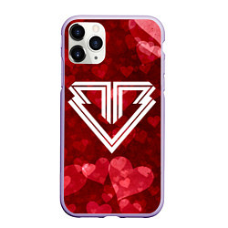 Чехол iPhone 11 Pro матовый Big bang red hearts, цвет: 3D-светло-сиреневый
