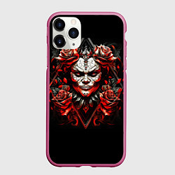 Чехол iPhone 11 Pro матовый Девушка в гриме Муэрте в стиле тату