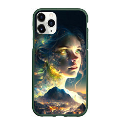 Чехол iPhone 11 Pro матовый Девушка-ночь, цвет: 3D-темно-зеленый