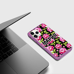 Чехол iPhone 11 Pro матовый Мария в цветах, цвет: 3D-фиолетовый — фото 2